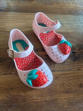 Mini Melissa Strawberry-Accent Pink Mary Jane Shoes size 6